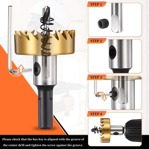 13mm Hole Saw Set For Thin Metal Plastic And PVC Boards High Speed Steel Cutter 4241 with hex key and spring