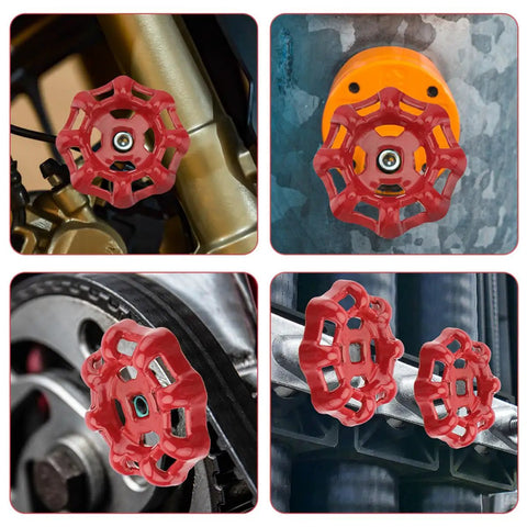 Beefy Metal Valve Wheel Handle Replacement Kit 8 Pack For Industrial Gate Valves Cast Iron Handwheel Displayed in Use