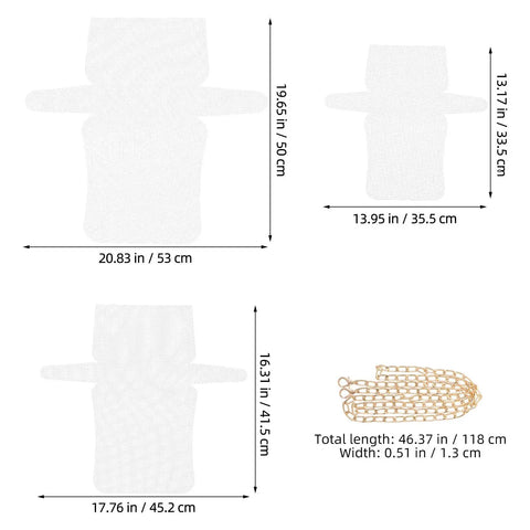 Three Sets Plastic Mesh Sheet Purse Making Kit With Metal Accessories For DIY Bag Crafting, Crochet, Quilting And Sewing Projects, Easy To Personalize And Create Dope, Unique Handbags. Dimensions shown