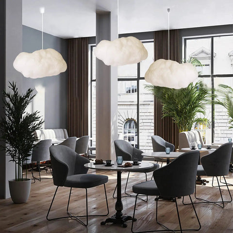 Floating White Cloud Pendant Light With Cotton Shade For Living Room Bedroom Nordic Minimalist Ceiling Fixture Easy To Install.