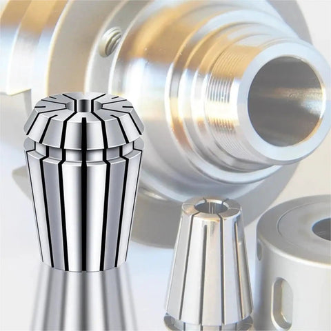Top Tier ER Collet Chuck Set ER11 ER16 ER20 ER25 ER32 For CNC Milling Lathe High Carbon Steel tool holder close-up image.
