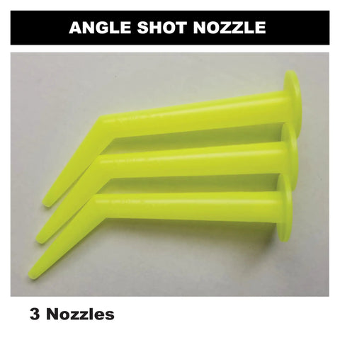 Angle Shot Plastic Nozzle Three Pack For One Tenth Gallon Cartridges Yellow Fits On Top Of Most Standard One Tenth Gallon And Quart Cartridges