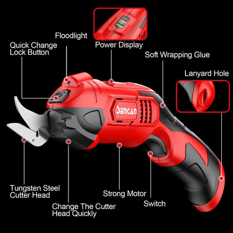 Cordless Electric Scissors For Fabric, Cardboard, And Plastic Cutting Tool with ergonomic handle and power display
