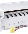 Ice Maker Assembly DA97-07365G For Refrigerator 9 Cube Capacity OEM Replacement Part side view with wires visible