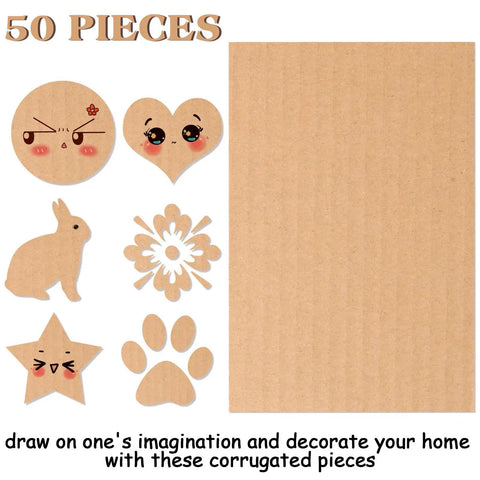 High Grade Corrugated Cardboard Sheets 50 Pack Brown 3mm Thickness 4 X 6 Inches with cut-out shapes for crafting