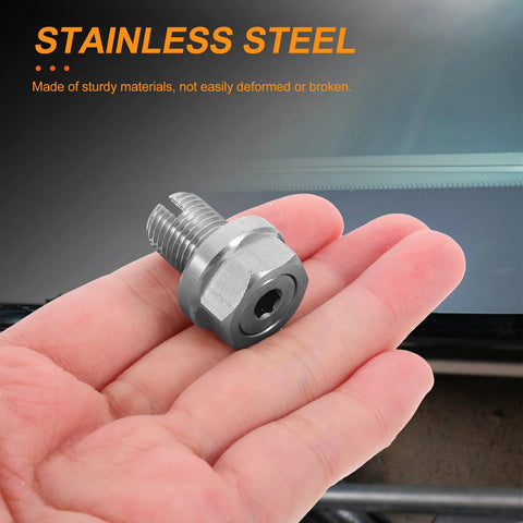 Premium Oil Drain Plug Repair Kit With Stainless Steel Bolt Size 12.1x1.25 And Sealing Rubber Washer For Easy Car Maintenance And Leak Prevention During Quick Oil Changes, stainless steel plug in hand