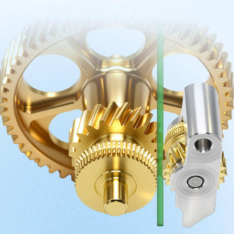 All Metal Filament Feed Gear Set For P2S Extruder Upgrade with hardened steel gears and brass reducer close-up