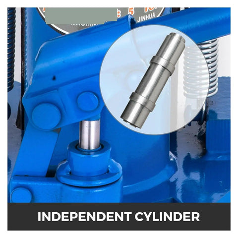 Close-up of independent cylinder on the Shop Grade Hydraulic Toe Lift Jack With 22000 Lbs Lift Power showcasing steel construction.