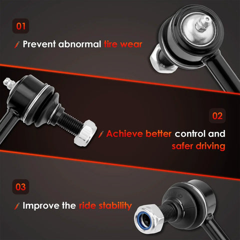 Front Sway Bar Link Kit 2 Piece Fits Honda Pilot 2006-2015 MDX 2006-2013 ZDX 2010-2013 Replacement To Stop Clunking And Leaning In Turns No More Bouncing Or Uneven Tire Wear. Front sway bar link kit, black metal, 2-piece stabilizer links with threaded ends