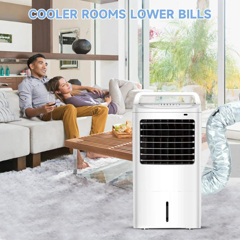 Living room with portable AC and Portable AC Hose Insulation Sleeve For 5 In To 5.9 In Exhaust Hoses, upgraded cover wrap.