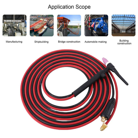 TIG Welding Torch 150A With 35 To 50mm2 Connector And 26.2Ft EPDM Rubber Hose for long distance welding applications