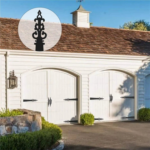 Six Piece Beafy Heavy Duty Garage Door Handle Hinges Set With Silent Hydraulic Buffer on white garage doors