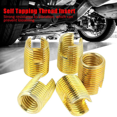 50 Pieces Self Tapping Thread Inserts Kit For Metal And Plastic Repair No Tap Needed M3 To M12 Includes Install Tool Screw Bushing Set Easy Quick Install Durable Thread Repair, gold thread inserts set