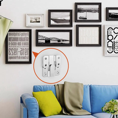 Heavy Duty Interlocking Flush Mount Brackets With Screws For Picture Frames Headboards And Sofas Stainless Steel Z Clips Hardware For Art Gallery Wall Mounting in living room wall display