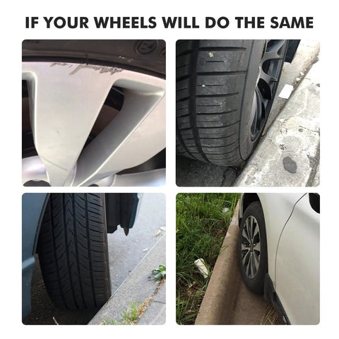 Close-up of Tesla wheel showing curb rash, showcasing damage that Sonic Silver Rim Touch Up Paint can repair.