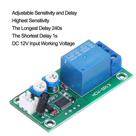 Two Pack Vibration Sensor Module 12V DC Time Delay Relay Alarm With Adjustable Sensitivity And Delay From 1 To 240 Seconds Low Standby Current No False Alarms Industrial Grade Protection Real Time Vibration Detection And Reliable Alarm, PCB module