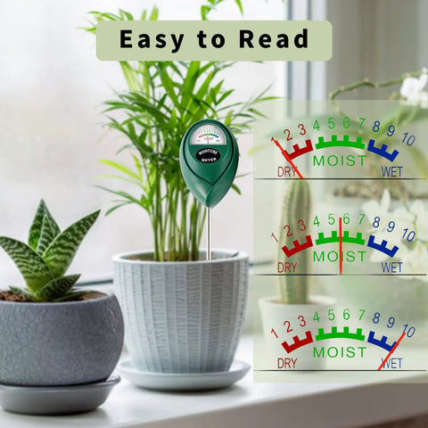 Soil Moisture Meter For Plants, Easy Plant Water Meter And Hygrometer, No Battery Needed in potted plant indoors, gauge close-up