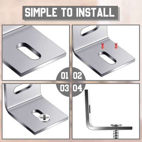 Heavy Duty Steel Table Top Fasteners Rock Solid Quick Connector Hardware Premium Silver Finish corner bracket installation steps