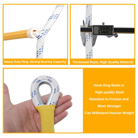 Close-ups of Emergency Fire Escape Rope Ladder 25 Feet With Flame Resistant Safety Extension Rope And 2 Hooks details