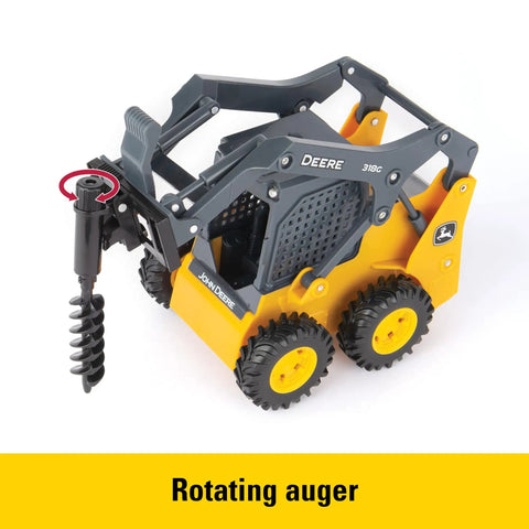 Big Farm 1:16 Scale Skid Steer Toy Set With Interchangeable Accessories For Indoor Outdoor All Terrain Play Real Moving Parts