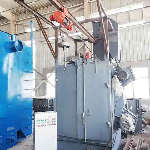 Shot Blasting System For Structural Steel Beams, Columns, And Frames, Refine Welded Parts For Construction And Fabrication, With Custom Accessories, Easy Maintenance, Ladder Access, And Flexible Configuration Options, gray industrial unit