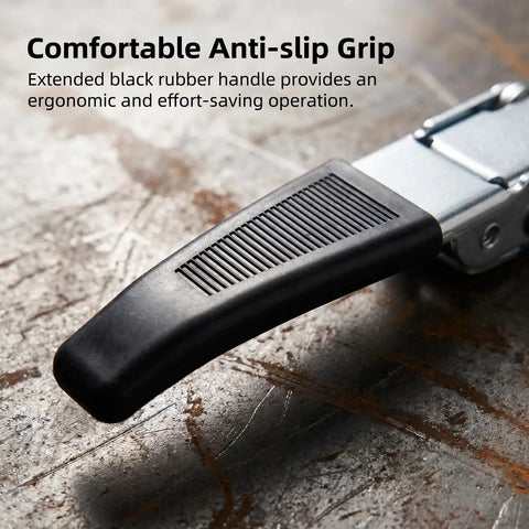 Anti-slip grip on 11.8 Inch Heavy Duty Toggle Latch Clamp For Doors Gates Tailgates Trailers Sheds Containers And Fences One Hand