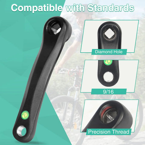 Aluminum Bicycle Crank Arm Left Arm For Mountain Road City Folding EBikes 152mm 165mm 170mm Length Fits 9 16 Inch Pedals Diamond Hole Spindle Durable