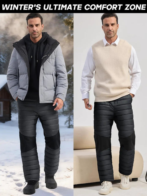 Men's Warm Utility Puffy Quilted Insulated Windproof Winter Pants For Cold Weather Cozy Thermal Lined Outdoor Gear In Black Extra Small