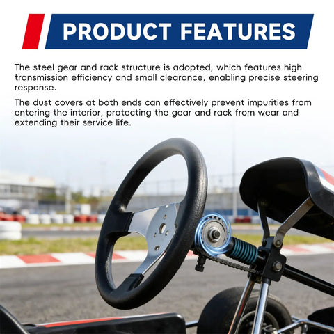 Beefed Up 300mm Steering Wheel Steel Kit With 320mm Rack And Pinion Adjustable Shaft Replacement For 110cc Go Kart ATV