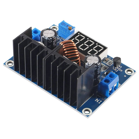 Three Pack 8A Step Down Buck Converter Voltage Regulator Module With Digital PWM LED Display, showing adjustable components and connectors.