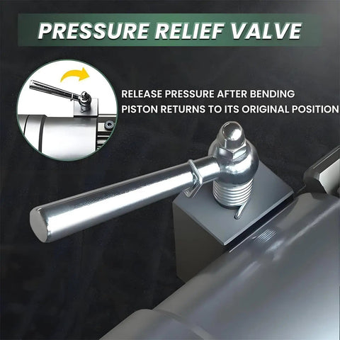 Pressure relief valve on Heavy Duty Electric Hydraulic Rebar Bender With Powerful Piston For Bending Steel Up To 22mm.