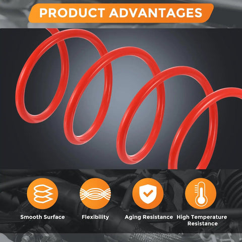 Coiled Dope Silicone Vacuum Hose For Automotive Use, 10 Ft Length, 5 32 Inch ID, 2.5 mm Wall Thickness, High Temperature Vacuum Tube
