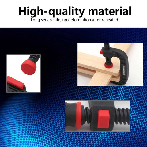 One Hand Quick Release G Clamp And C Clamp Heavy Duty Woodworking Holding Tool With Movable Jaw And Soft Grip For No Fuss DIY Carpentry Projects And Workshop Use 3 Inch Opening 75mm, black clamp on wood