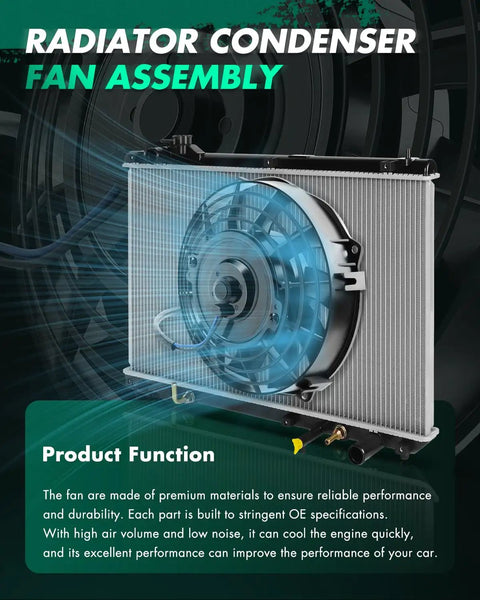 Factory Direct Drop In Ready Engine Radiator And AC Condenser Cooling Fan For Honda Civic 2006 To 2011 1.8L Direct Swap cooling fan assembly close-up