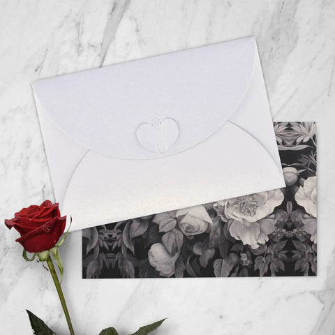 Floral Graphite Print Greeting Cards Half Fold 4x6 Inches All Occasion Invitations and Celebrations Photo Paper White Card