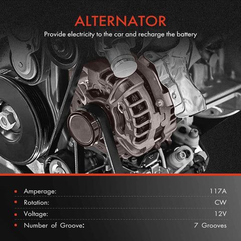 Alternator For Dodge Ram 1500 2500 3500 Van Dakota 2001 2002 2003 3.9L 5.2L 5.9L 8.0L 12V 117Amp 7 Groove Pulley Replace 56029913AA 1210003760 Direct Fit Replacement For Auto Electrical System Performance And Reliability Drop In Ready