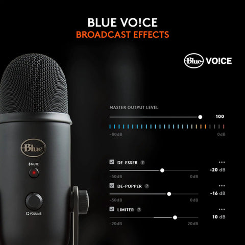 Blue Yeti USB Microphone For PC And Mac, Gaming And Streaming Ready, studio mic with Blue VOICE effects settings