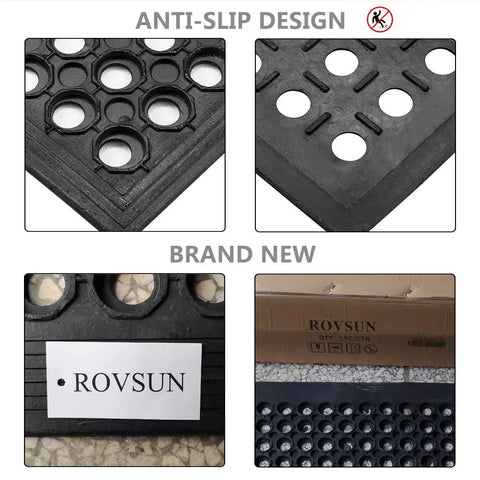 Drainage Rubber Floor Mat With Holes Keeps Wet Areas Dry Heavy Duty Anti Fatigue Non Slip For Industrial Kitchen