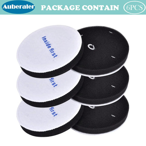 6 Pack E0202 PowerSpeed Foam Vacuum Filters Replacement For NEU Series shown in package with stacked black and white foam pieces