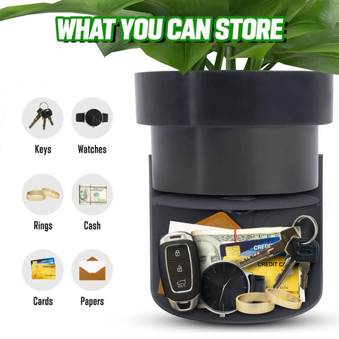 Flower Pot Diversion Safe With Key Lock Hidden Two Layer Vault With False Bottom Weatherproof Outdoor Garden Safe Hider for keys and cash