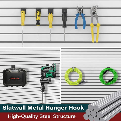 30 Pcs J Shaped Slatwall Hooks for Garage Shop and Home Organization, Heavy Duty Stainless Steel Slatwall Hangers with 5mm Wire