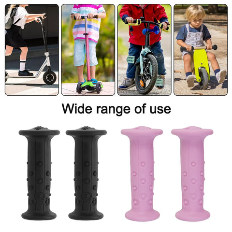 Non Slip Rubber Handlebar Grips For 19mm Round Bike Bars With 18mm Inner 19mm Outer Tube Compatibility displayed in black and pink