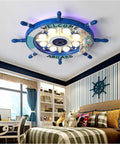 Modern Rubber Nautical Style Flush Mount Ceiling Light 25 Inch Pendant In Blue Finish Perfect For Kids Bedroom Children Room Kitchen Dining Easy To Install Includes Mounting Hardware UL Listed installed in kids' room with nautical decor.