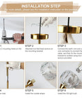 Installation steps for Gold Sputnik Crystal Chandelier, 6 Light Modern Dining Room Fixture Over Table, Glam Brass Finish