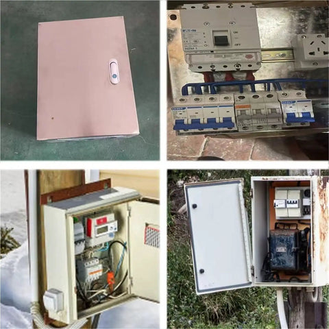 Stainless Steel Electrical Cabinet Box Enclosure for Wall Mount Heavy Duty Junction Chest for Utility and Pump Systems 14 by 12 by 8 Inches 1.2mm Thick Weather Resistant Project Box with installed breakers