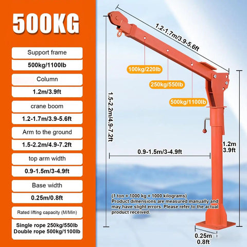 Heavy Duty Electric Pickup Truck Crane With 3500 Lb Winch 12V Powered Steel Jib Hoist dimensions and specifications image.