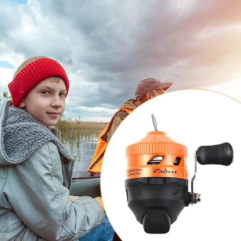 Spincast Fishing Reel For Beginners With Right Hand Retrieve Easy Push Button Casting Pre Wound Nylon Line Durable Orange Design