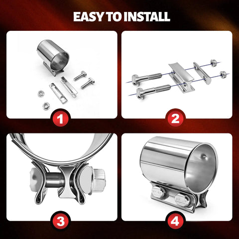 Top Shelf 2.5 Inch Exhaust Clamp And Muffler Sleeve Coupler Forged From Tough As Nails 304 Stainless Steel parts for installation