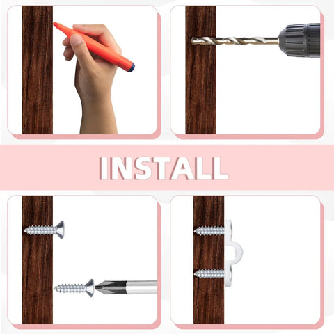 Step-by-step installation guide for Dang Sturdy Wire Shelf Loop Clips Pair with 100 Matching Screws Heavy Duty Shelving Brackets.