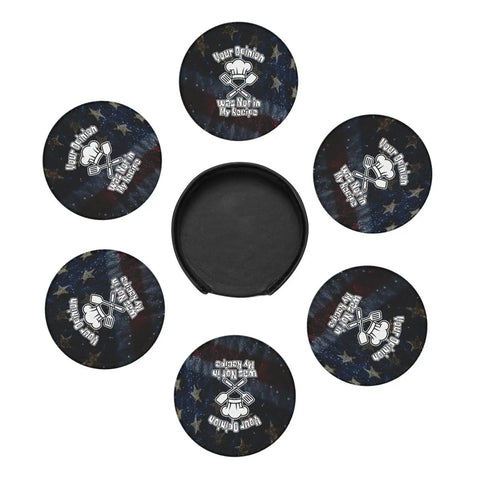 Leather Coasters Set Six Pieces With Holder For Home Bar Office Weddings And Parties Premium Microfiber PU Leather Drink Coaster Set For Table Protection And Stylish Decor, star-patterned design